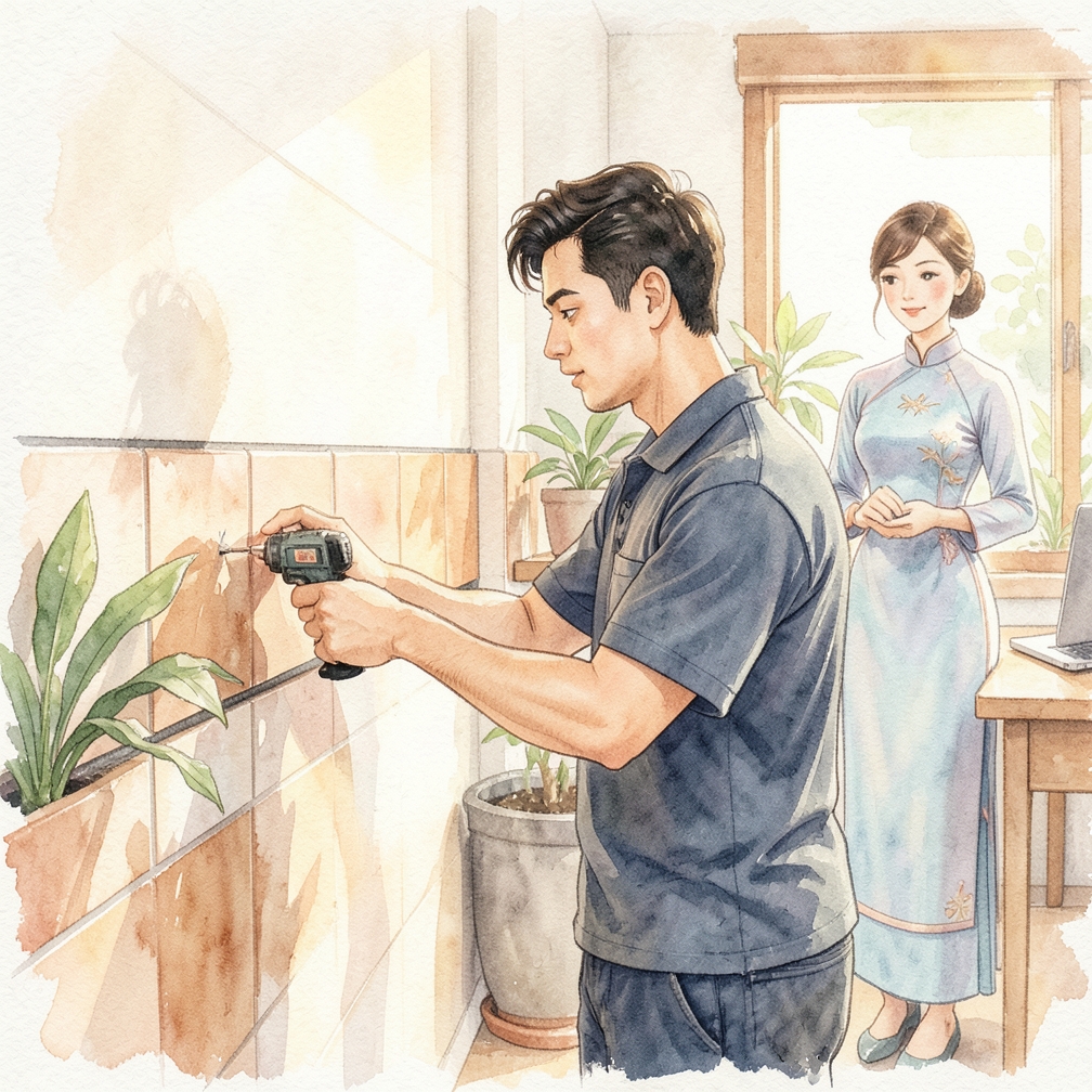 開始鋪設瓦片