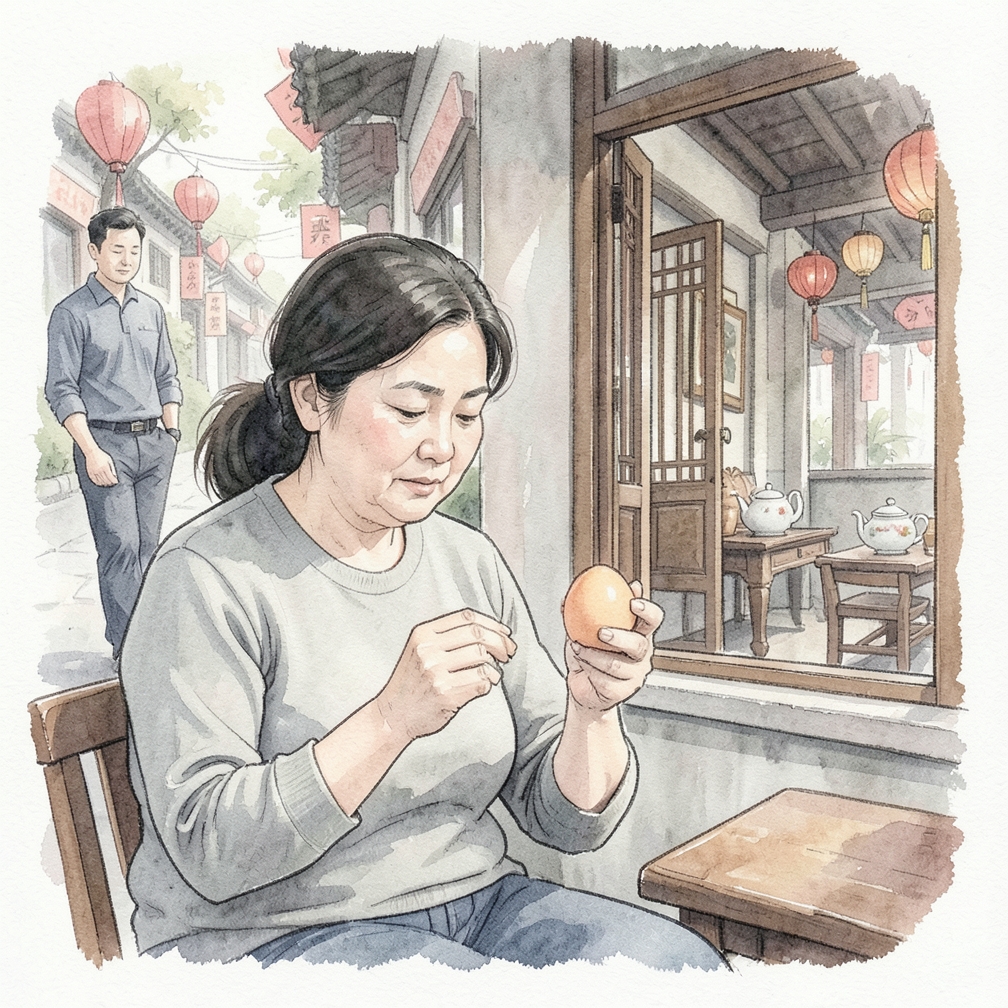 打开蛋壳的钝端