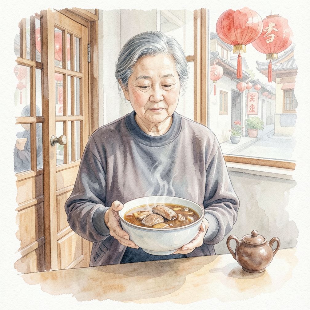 品尝浓郁的汤汁