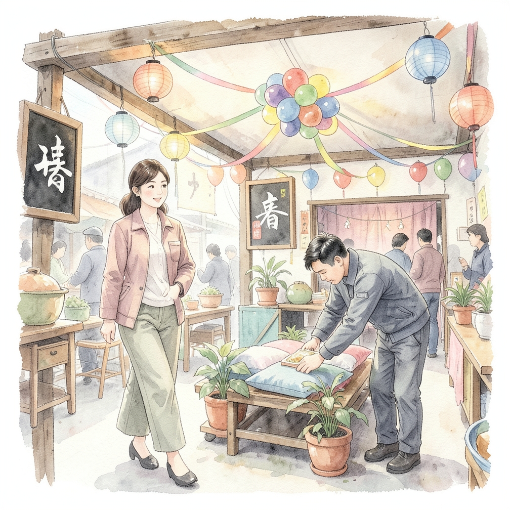 用彩带和气球装饰天花板