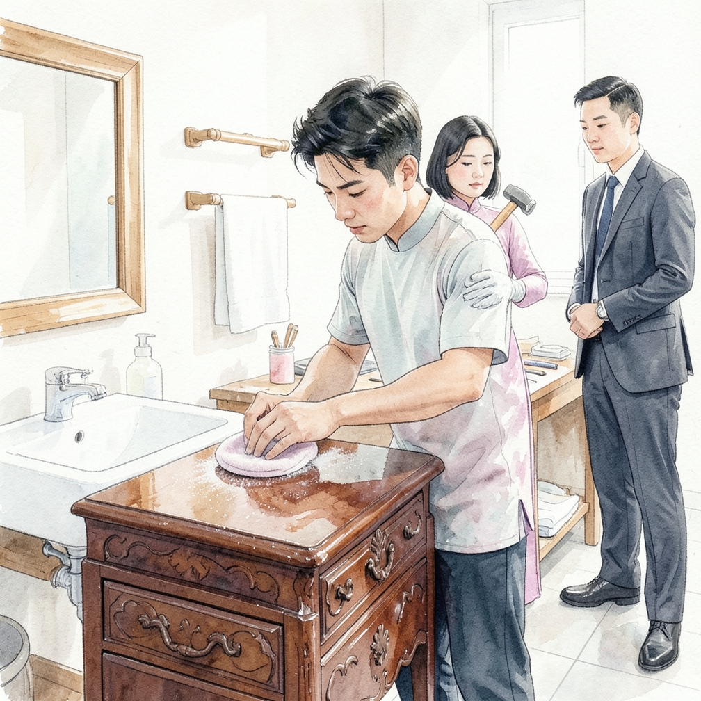 用靜電布徹底擦拭家具