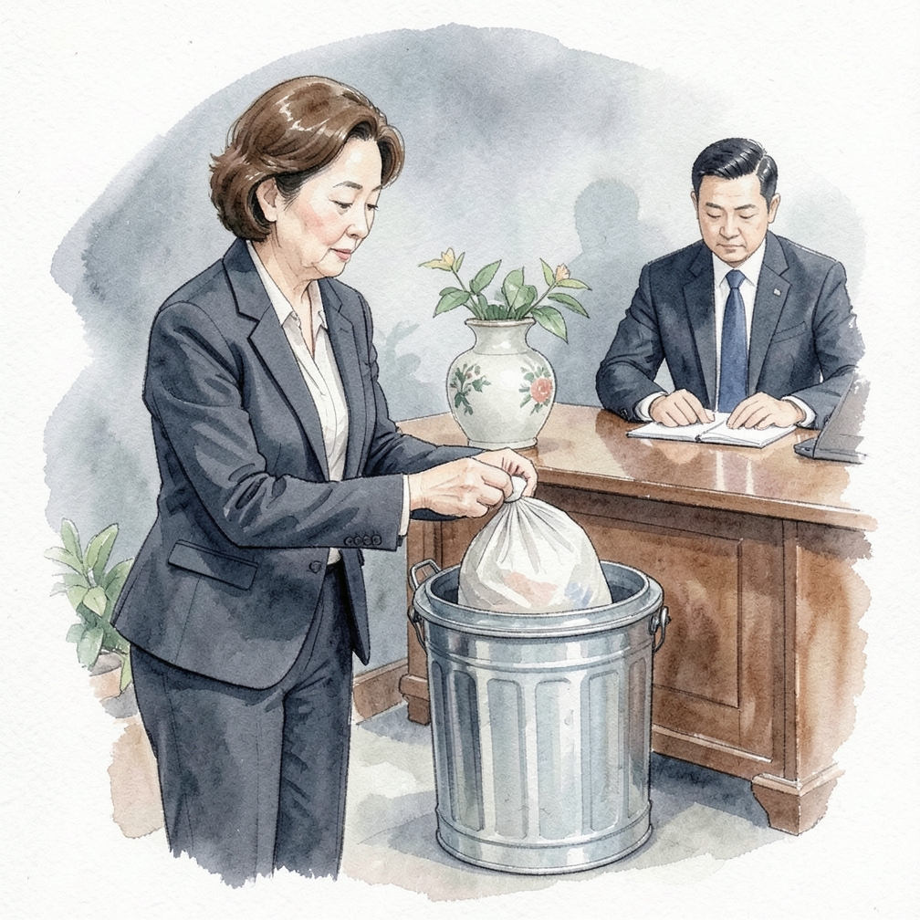 将垃圾正确放入带盖的垃圾桶中