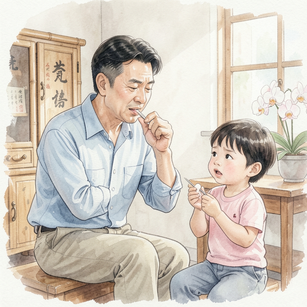 用舌头轻轻摇动牙齿