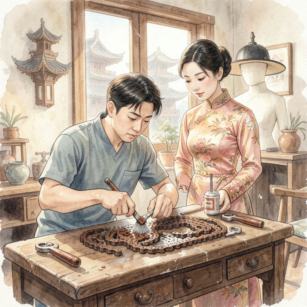 如何逐步去除自行车链条上的锈迹