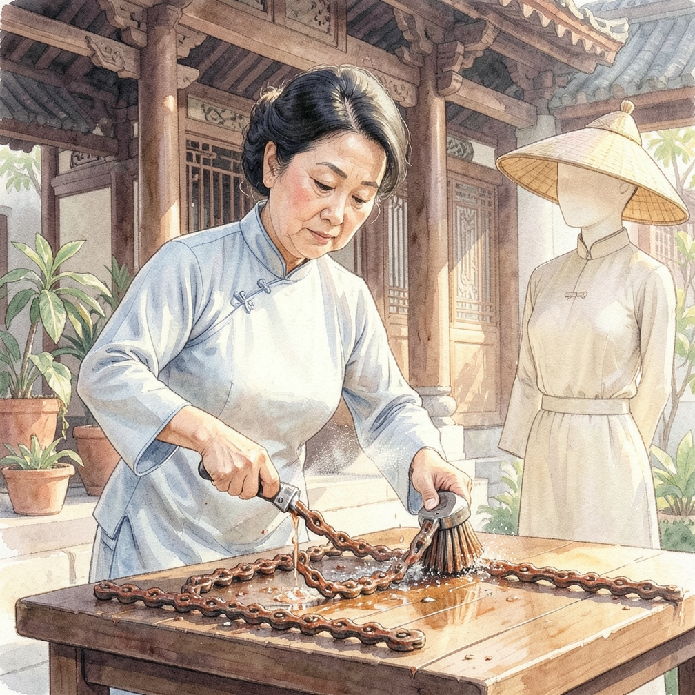 用WD-40和鋼絲刷清除頑固鏽跡