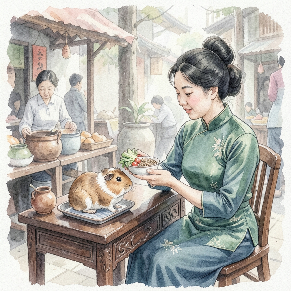 每天定时喂食豚鼠