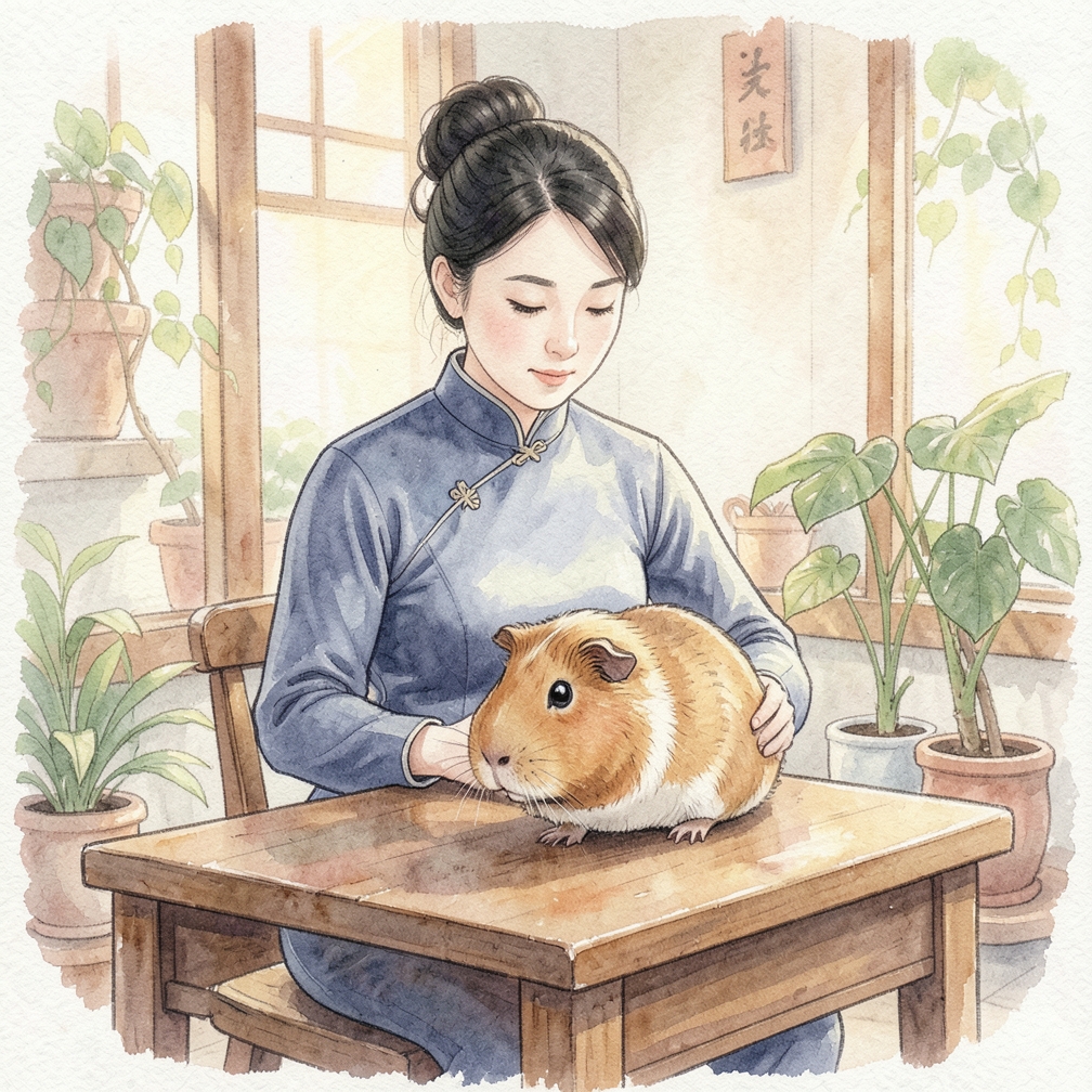 确保豚鼠正在进食
