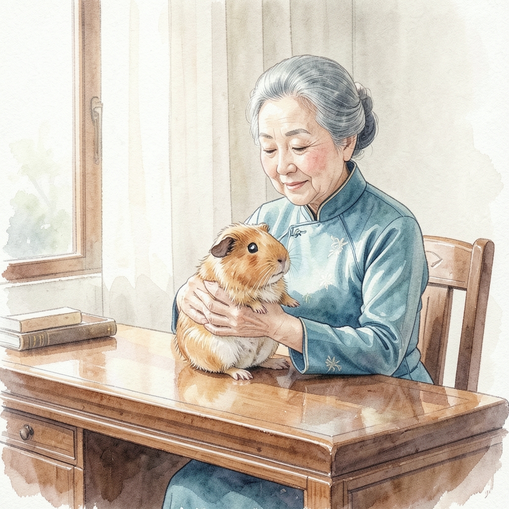 尝试抱起豚鼠