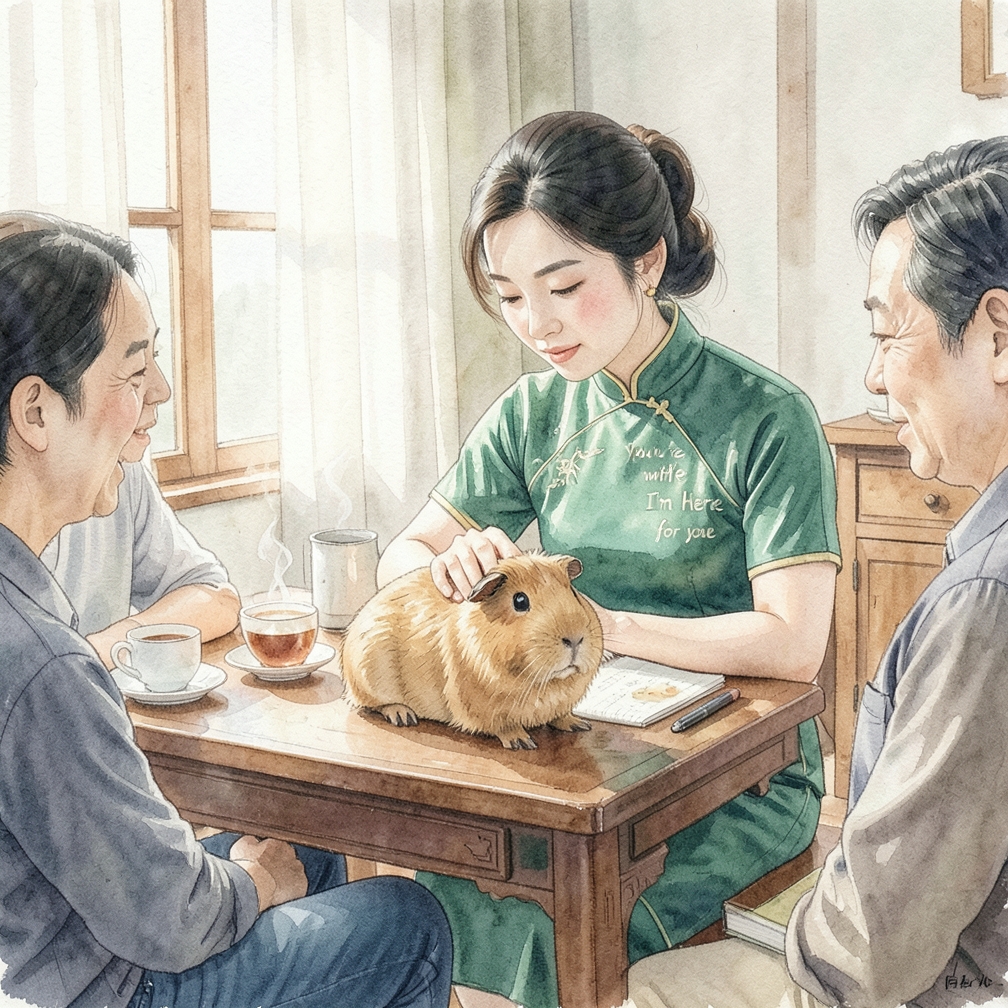 与豚鼠进行日常互动