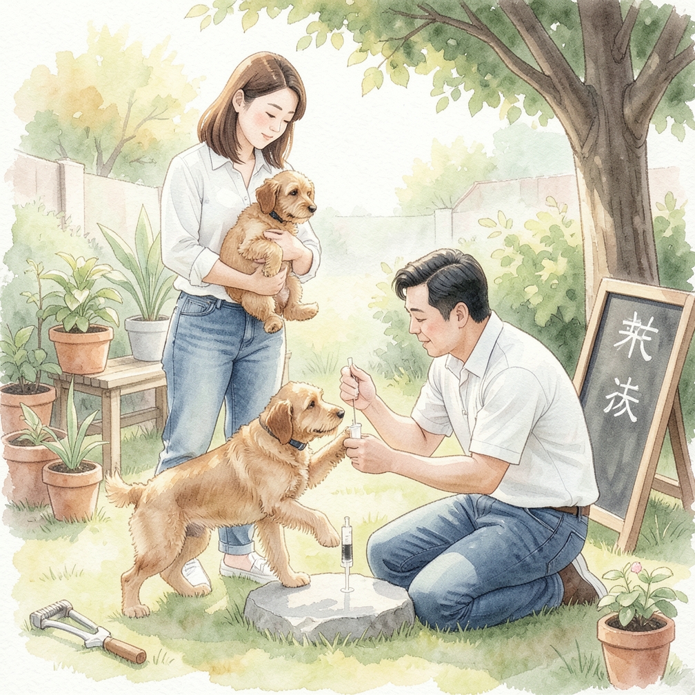 事先讓狗狗接觸注射器