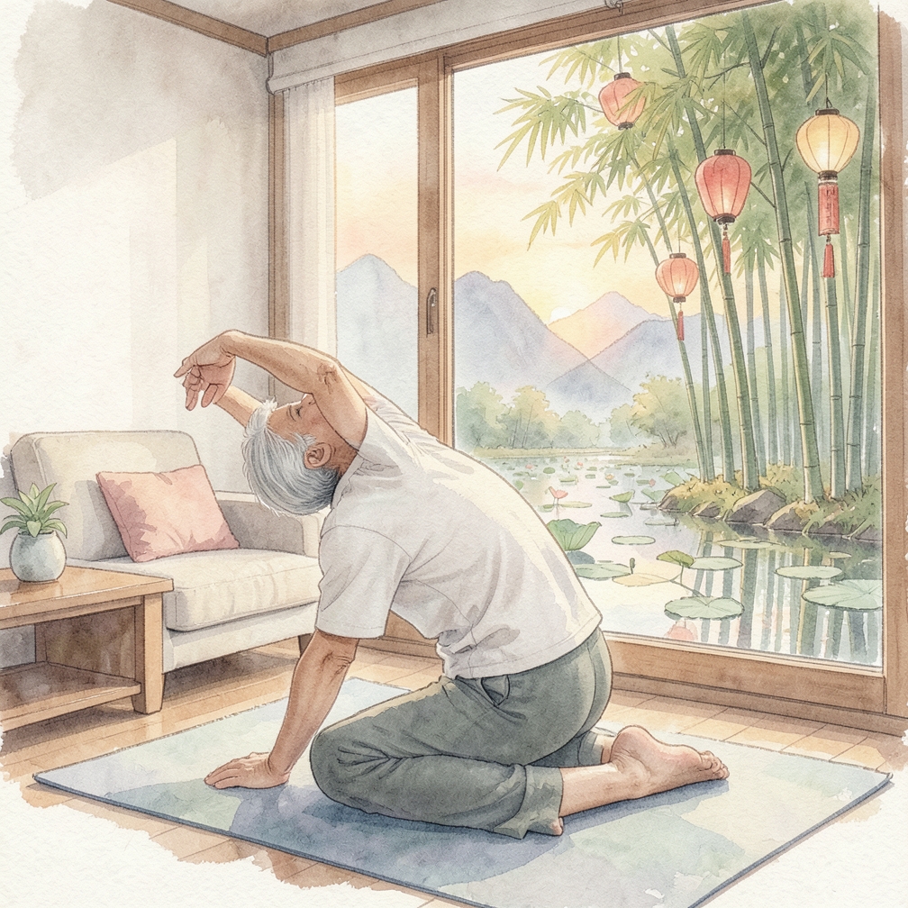 缓慢地将背部拱起