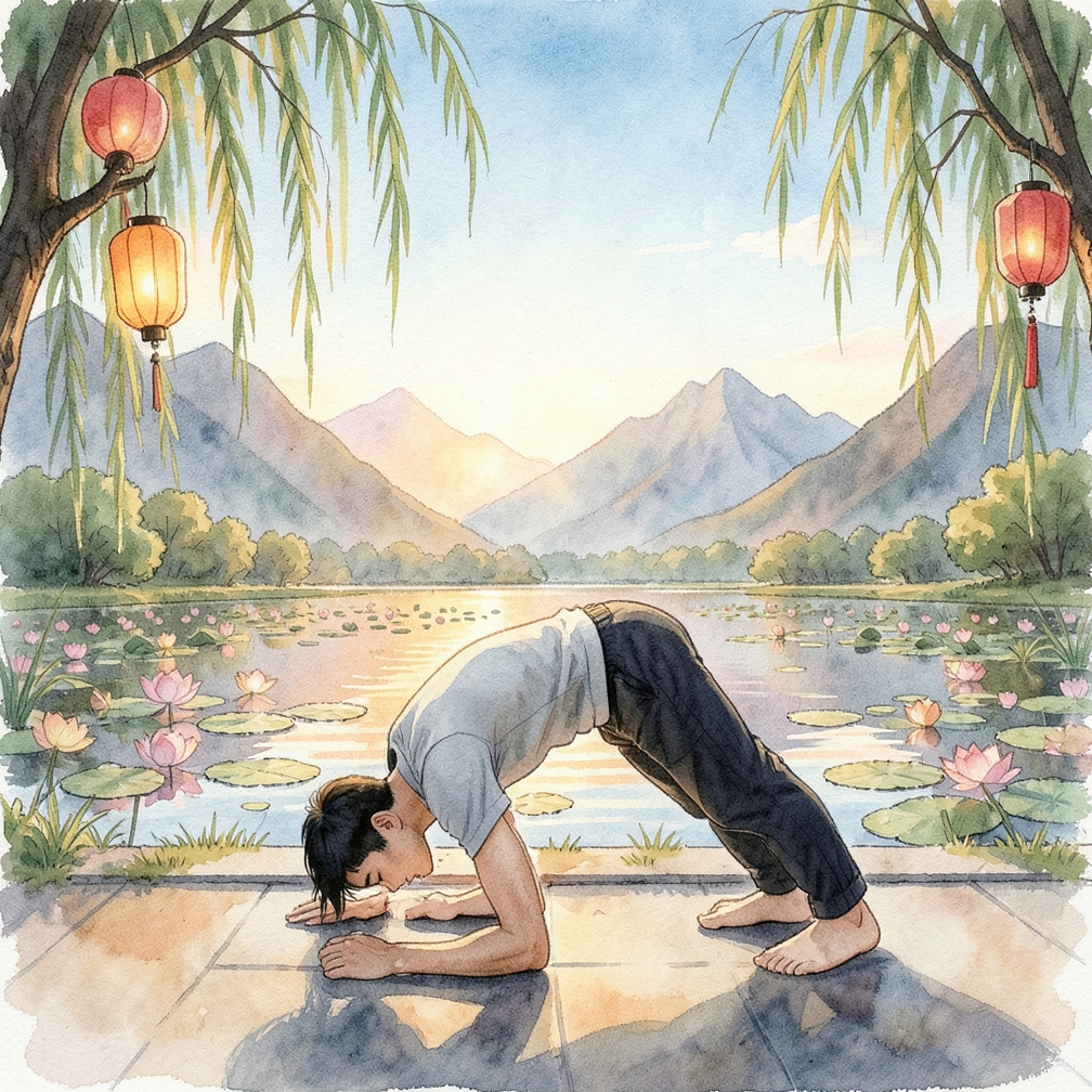 将背部慢慢下沉