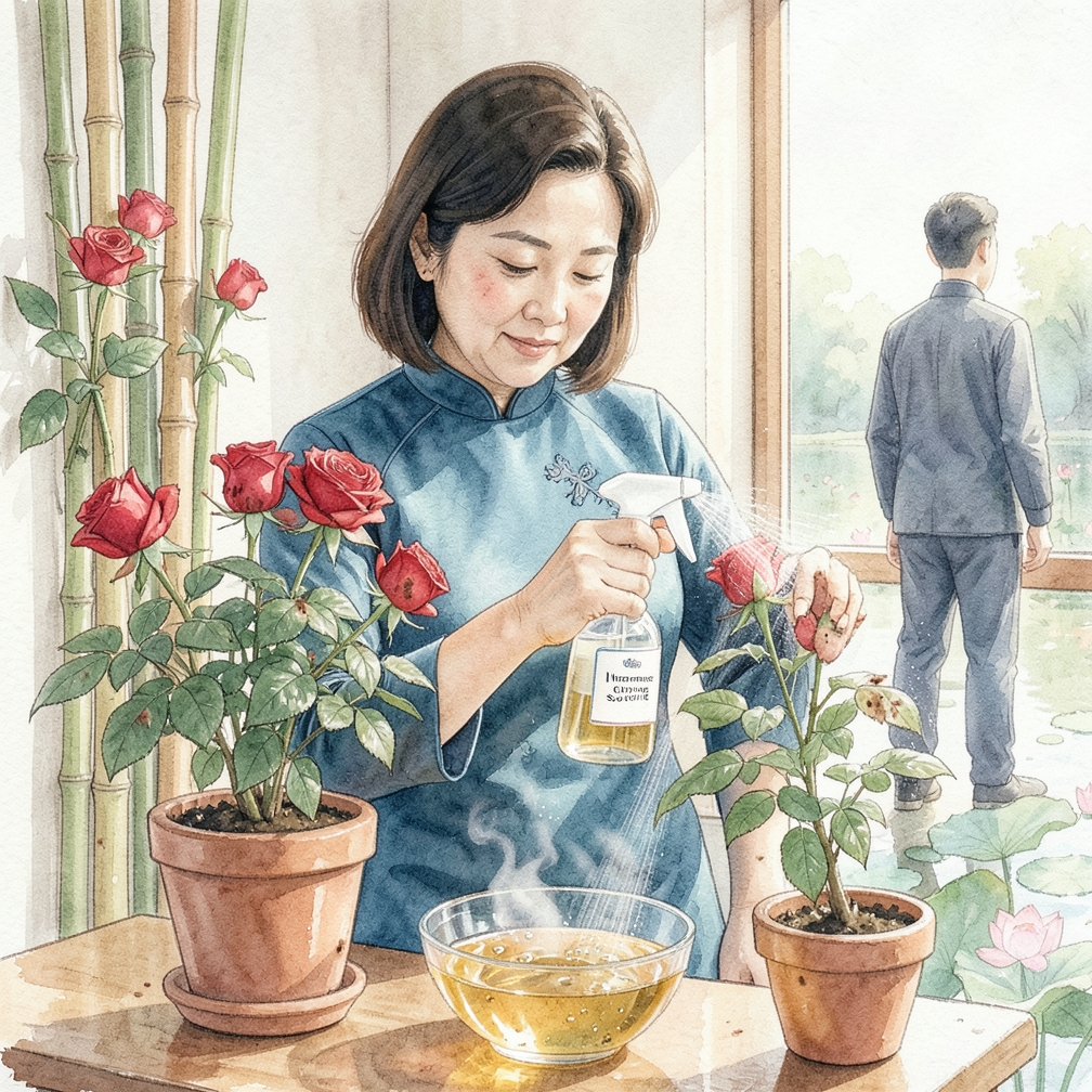 使用肥皂水喷雾处理轻度蚜虫感染