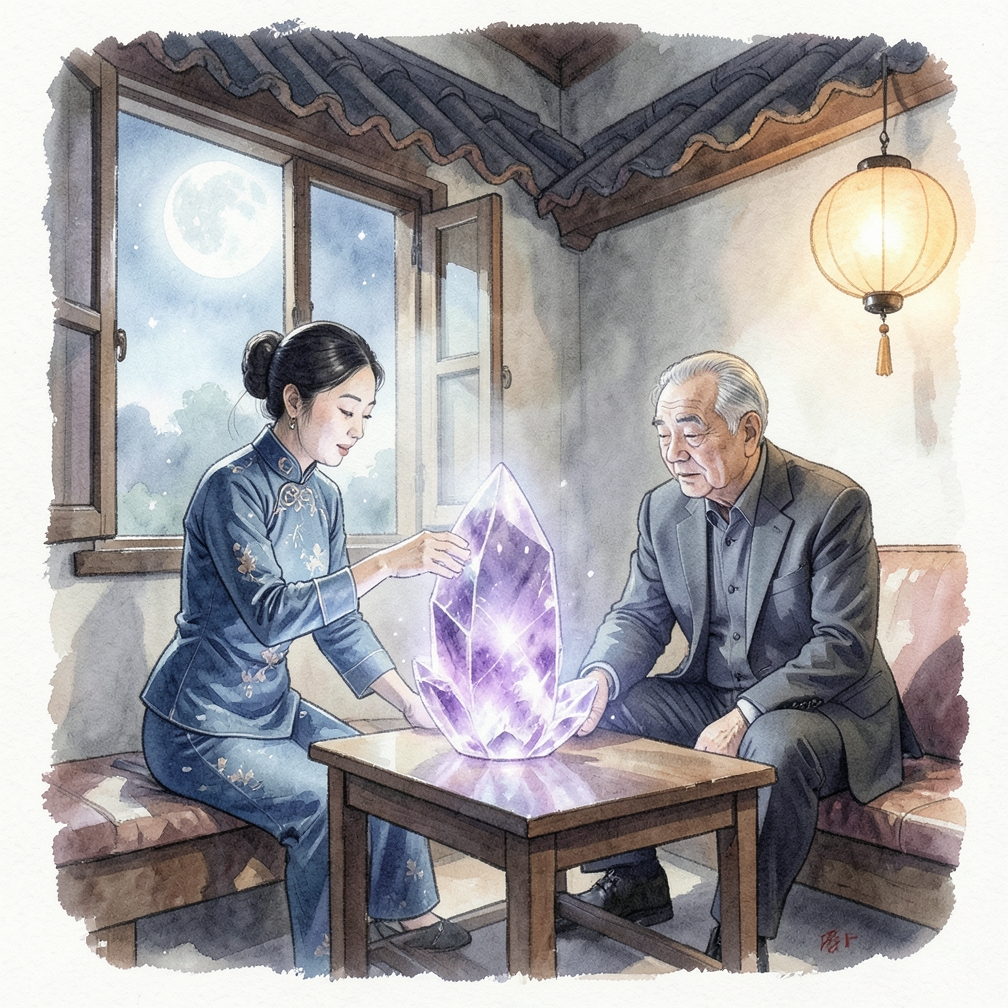 将水晶置于月光下