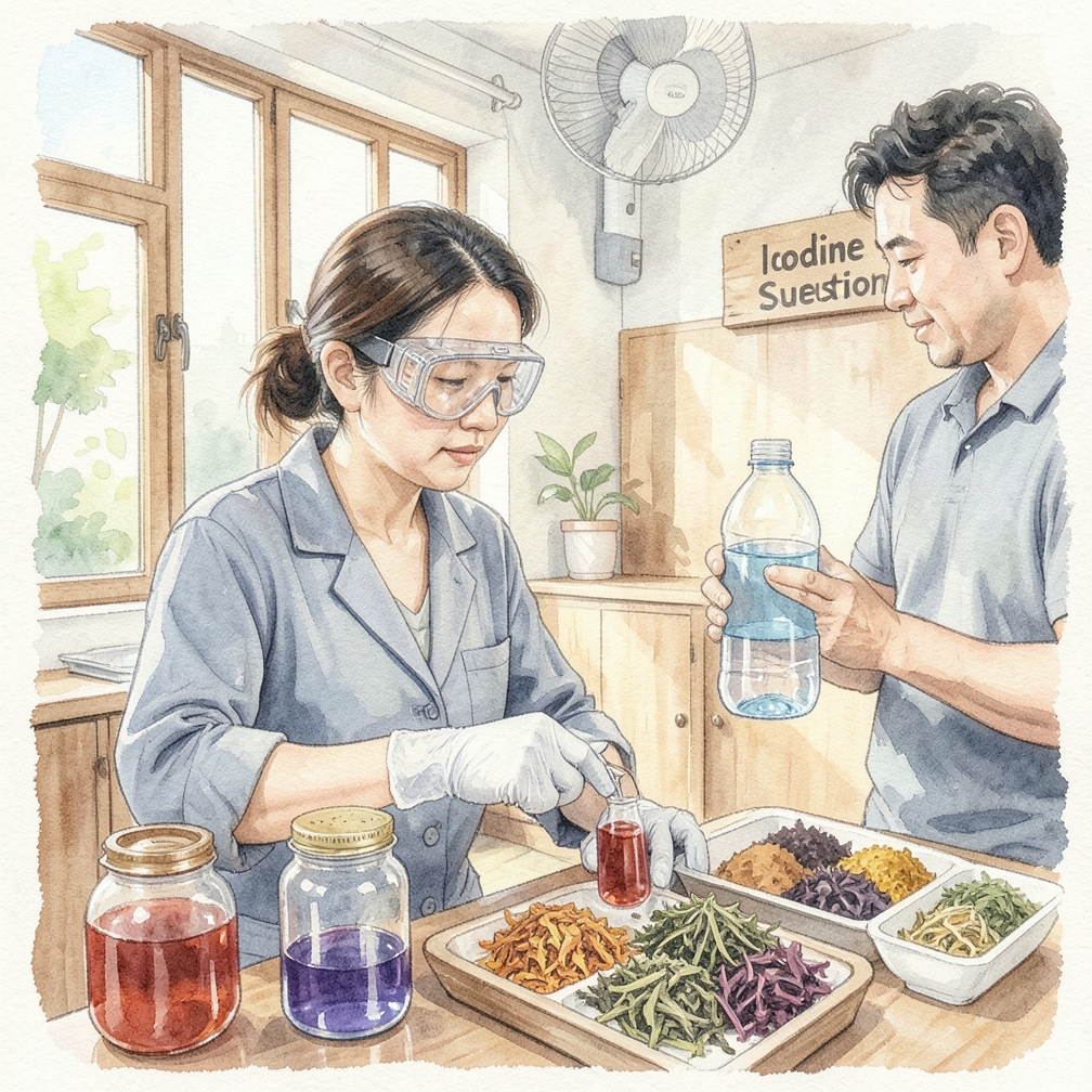 穿戴保護眼鏡和一次性丁腈手套