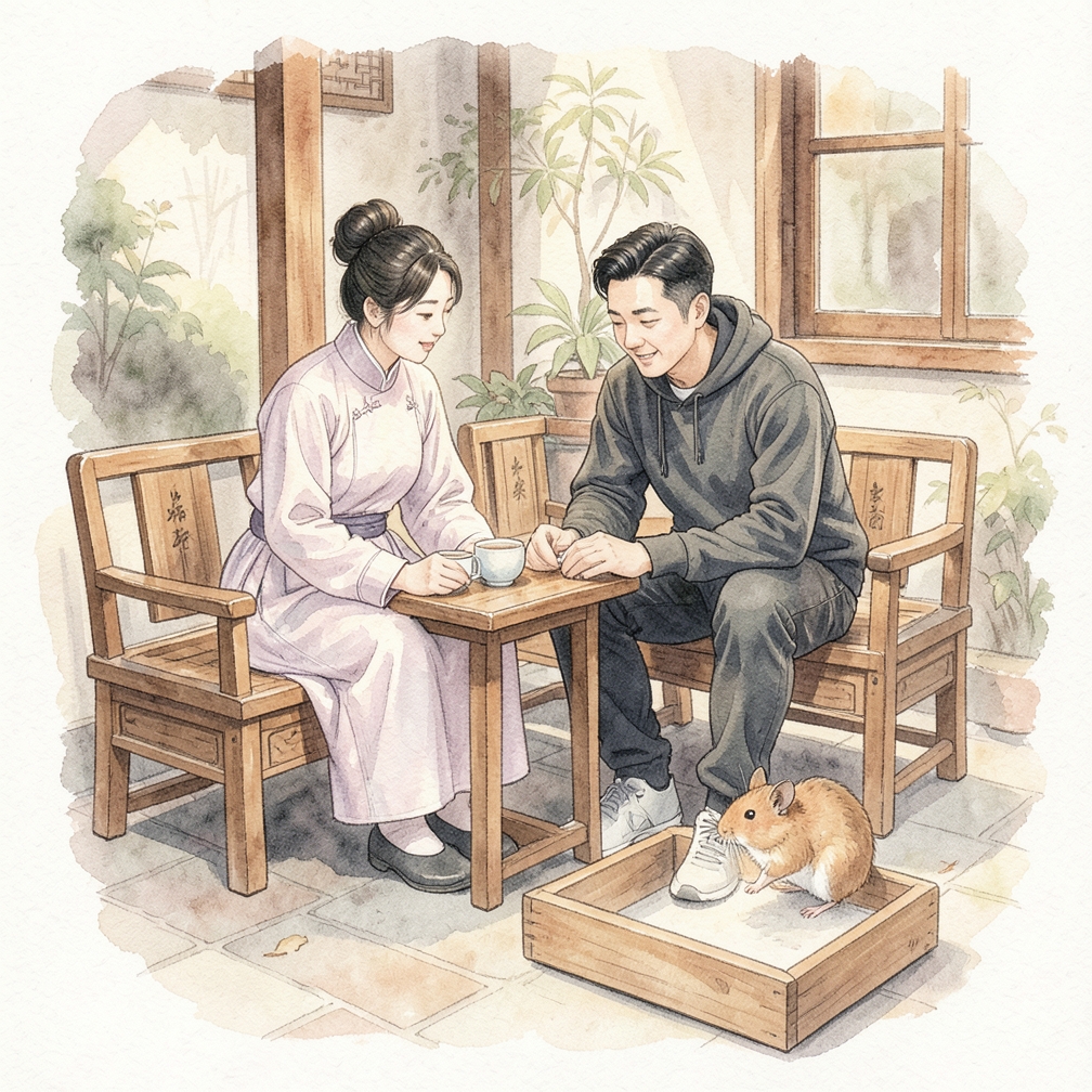 慢慢靠近仓鼠