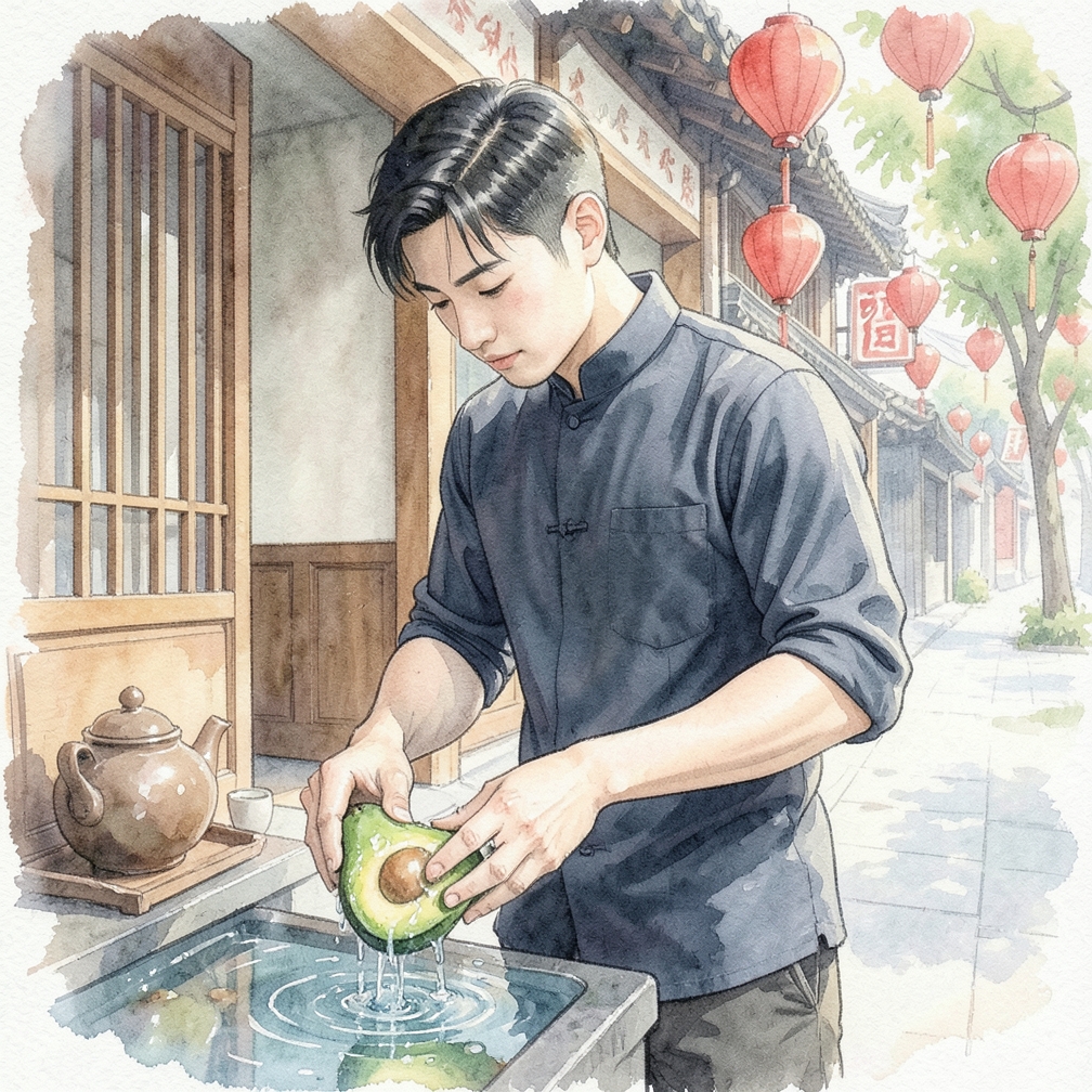 清洗牛油果