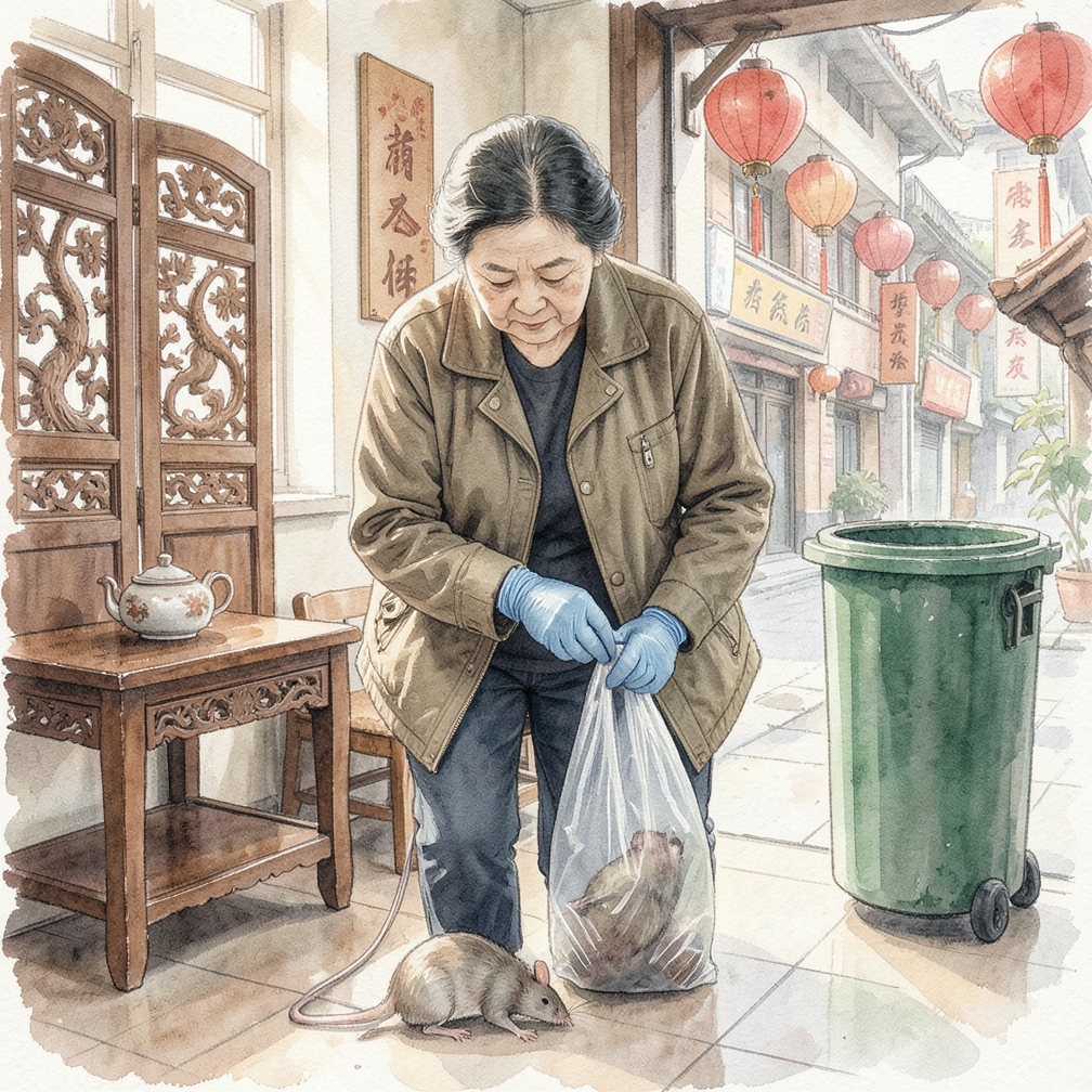 将死鼠双层密封后丢弃