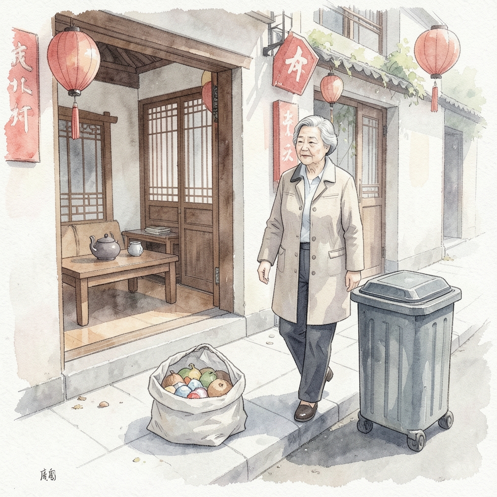 将垃圾存放在带盖的垃圾桶中