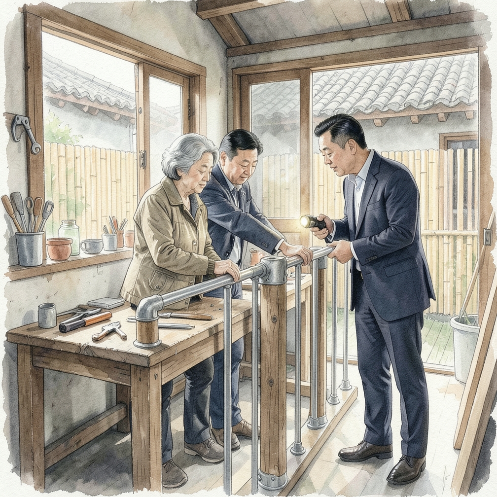 固定欄杆並進行最終檢查