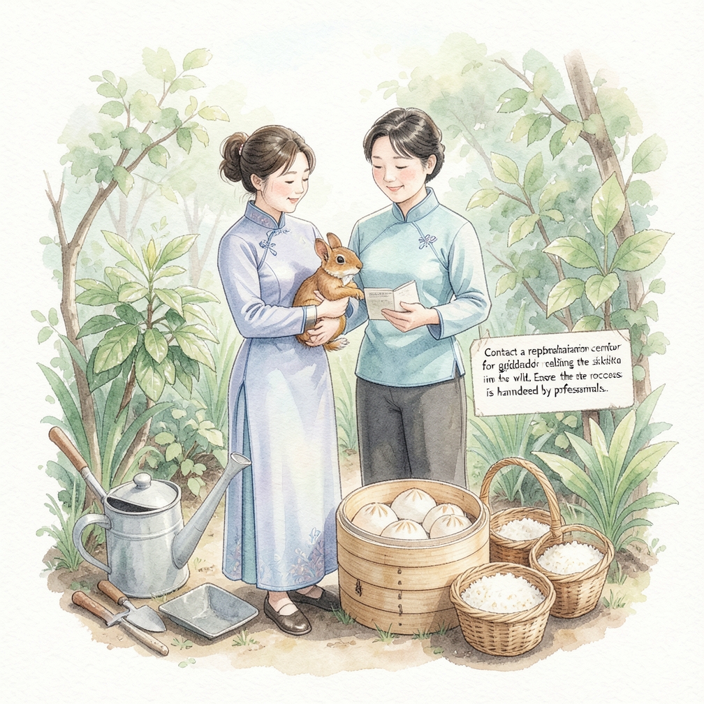 将幼年松鼠交给康复中心放归野外