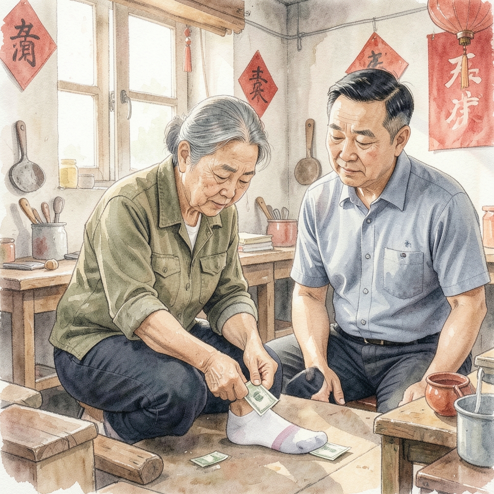 将钱藏在袜子抽屉中