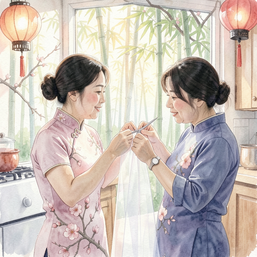 调整面纱的长度与形状