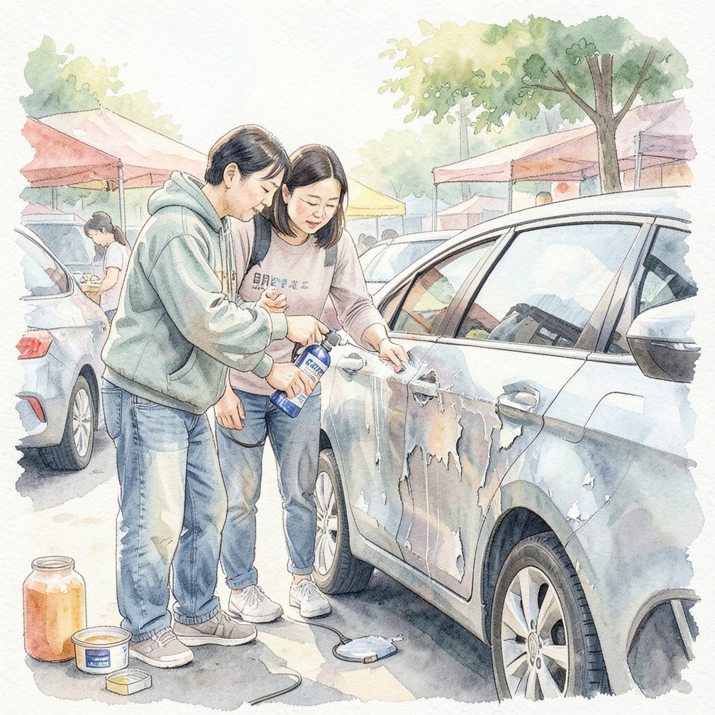 在受损区域涂上约3层汽车底漆