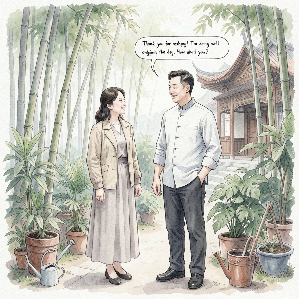 这是最直接且礼貌的回应方式，适用于熟人和朋友。