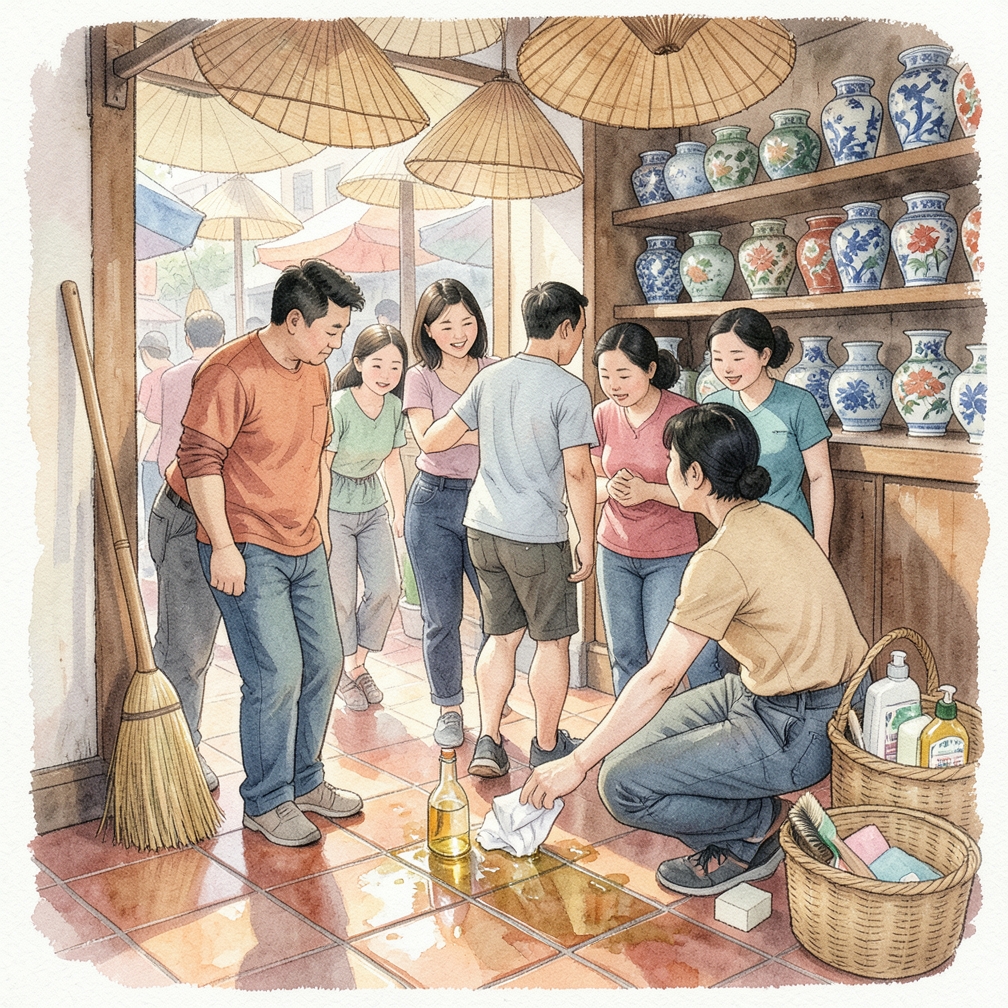靜置並擦拭地磚縫隙