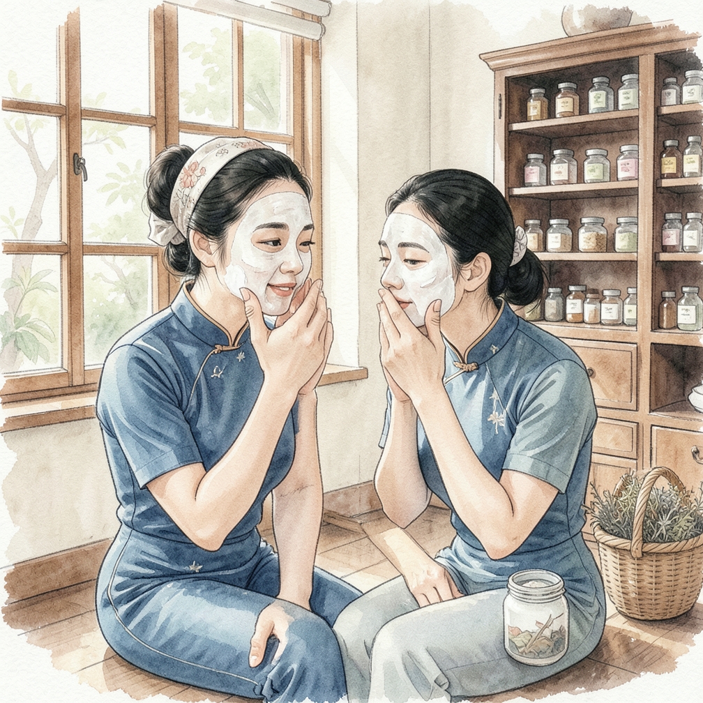 敷面膜并进行后续护理