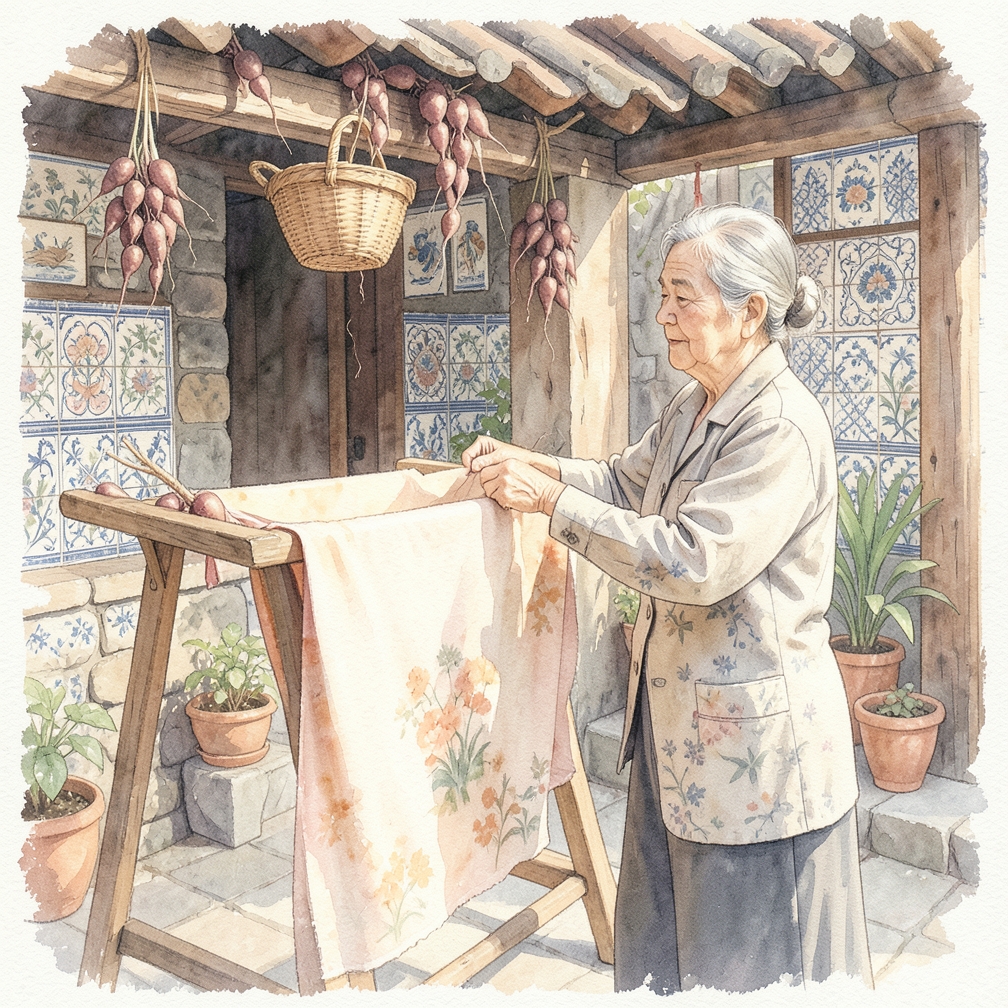 自然晾乾布料
