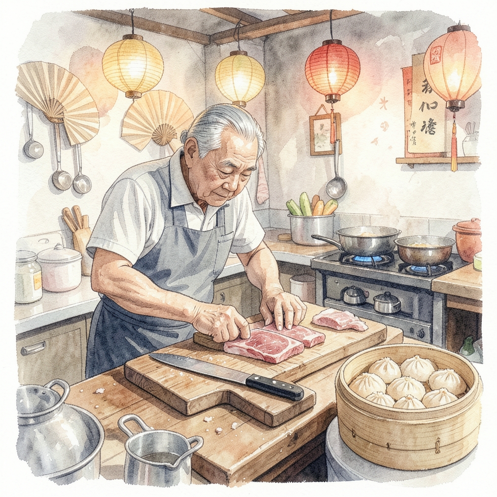 观察屠夫的工作流程