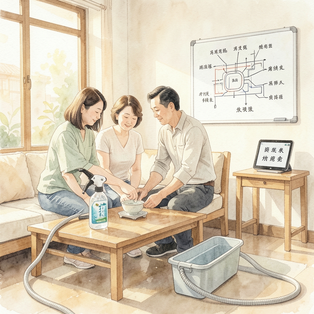 准备冲洗工具和材料