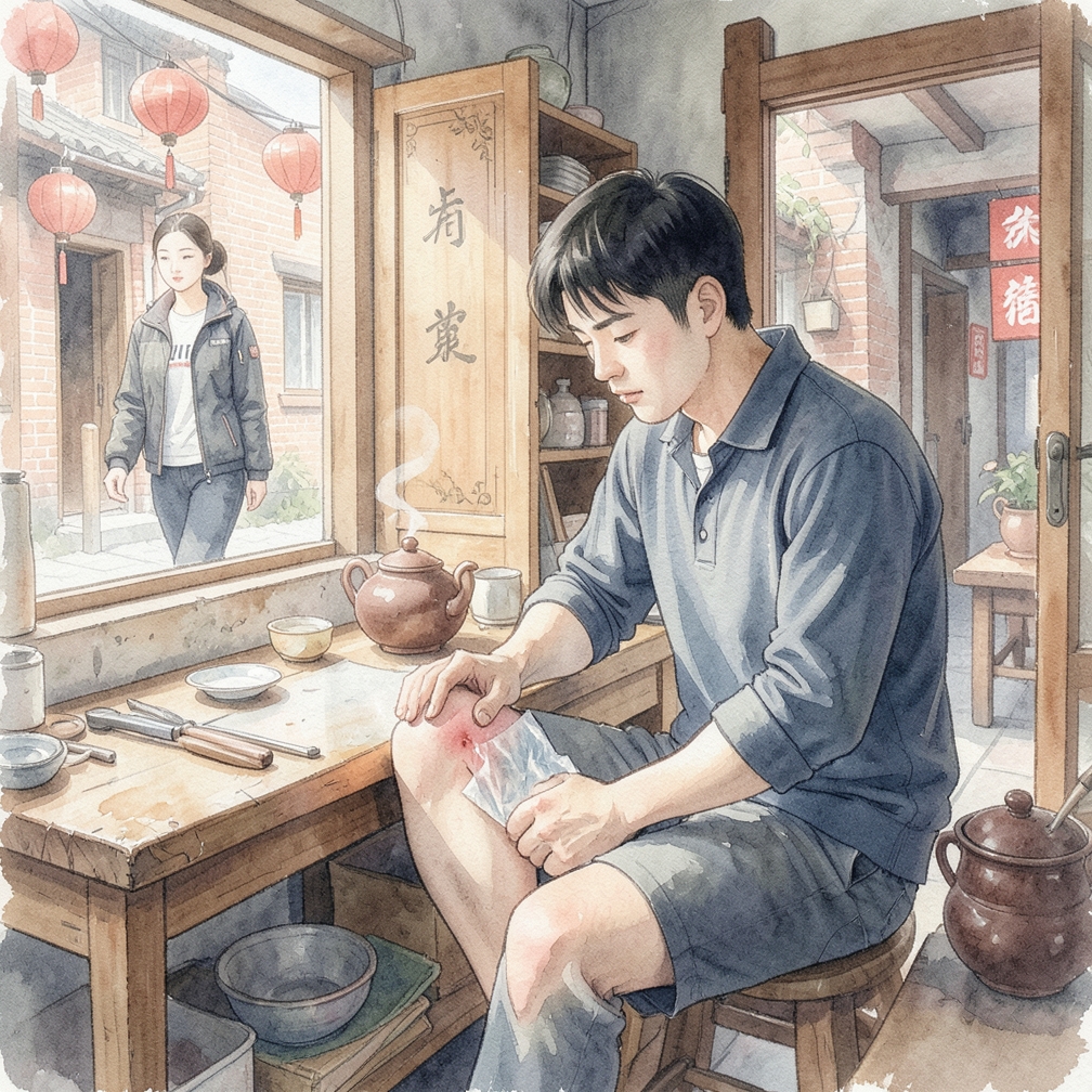 对膝盖进行冰敷