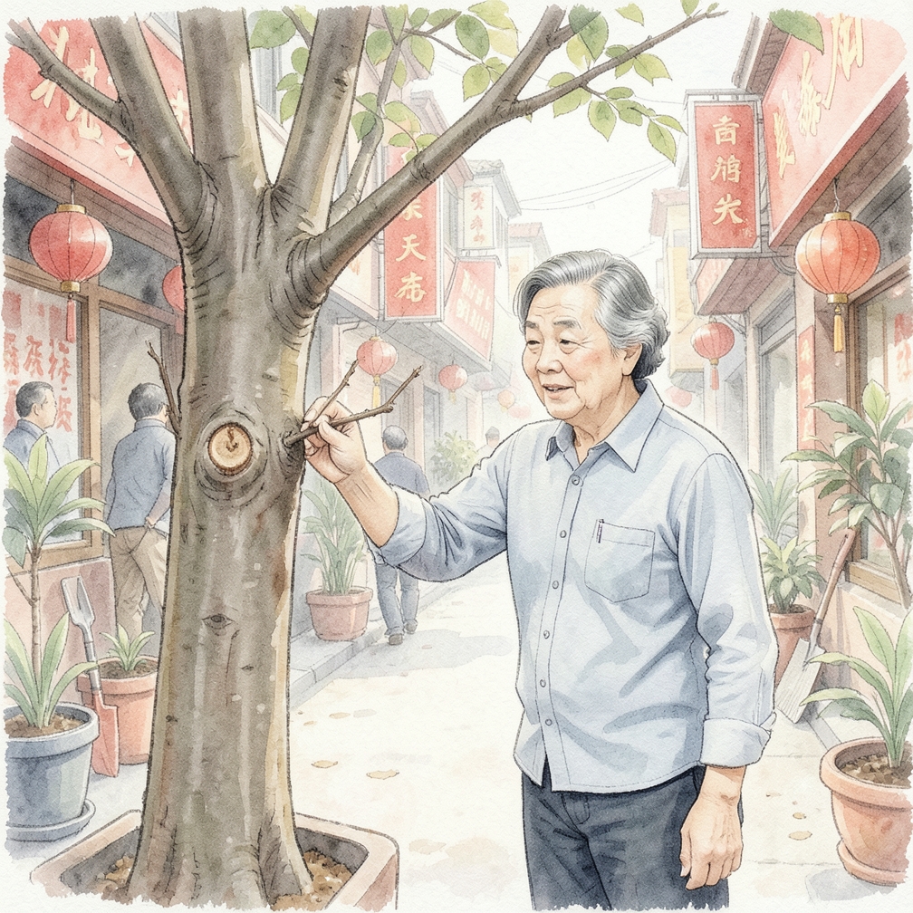 靠近树干进行修剪