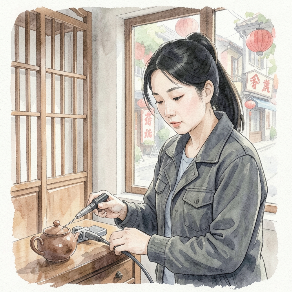 将测试灯探针的尖端触碰正电源。