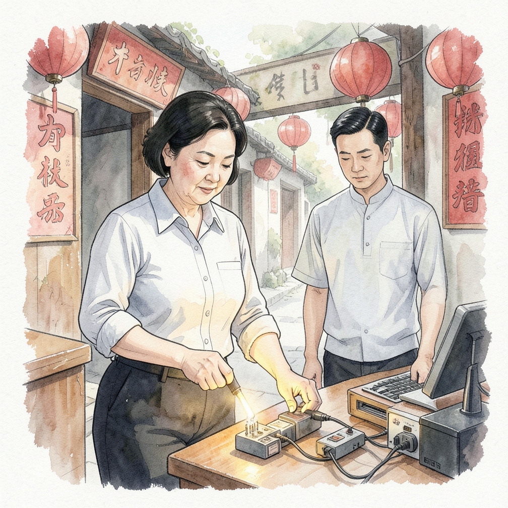 观察测试灯是否亮起以判断其是否正常工作。