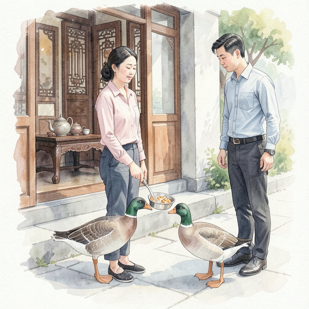 不要用手喂食鹅