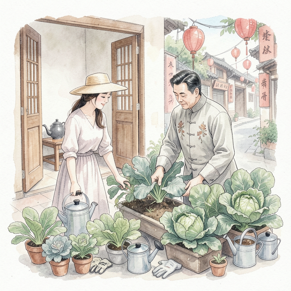 喂食绿叶蔬菜