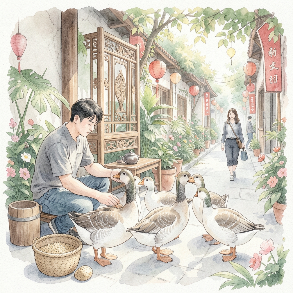 不要在高流量区域喂食鹅