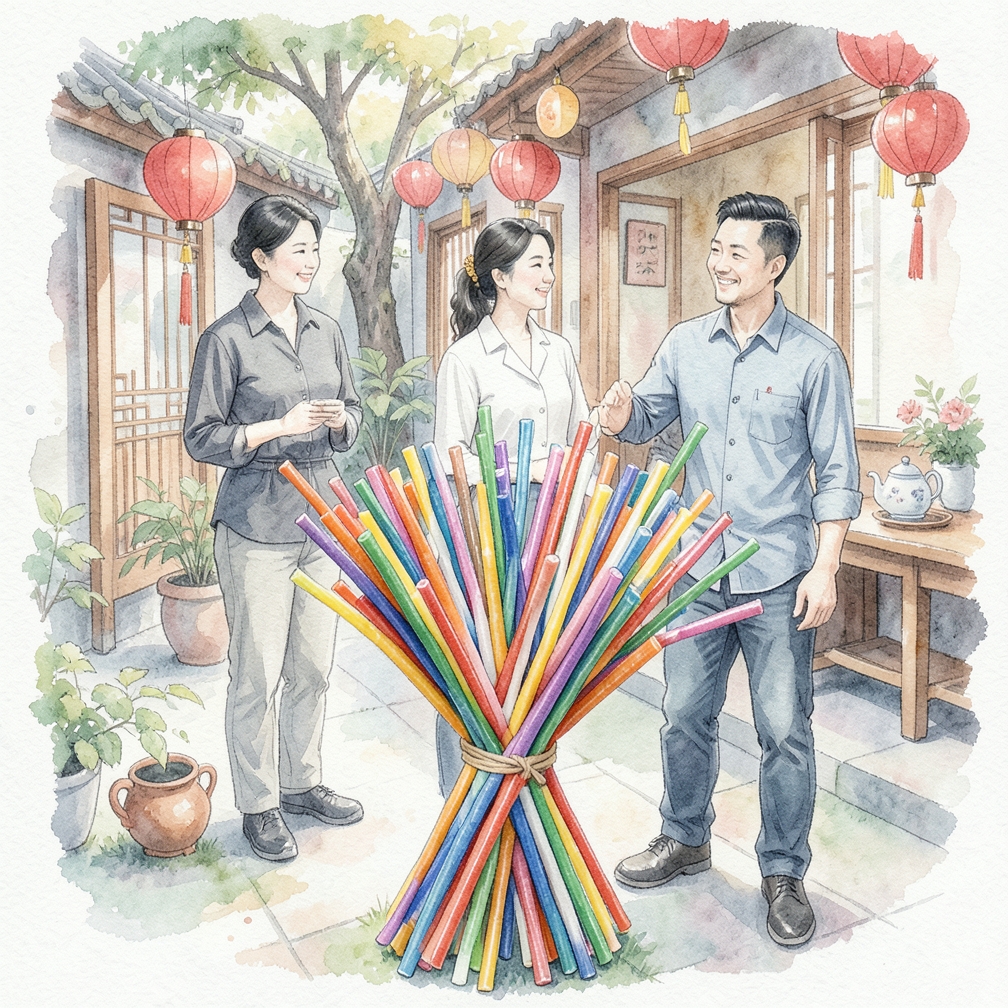 用吸管和扎带制作一个假花束