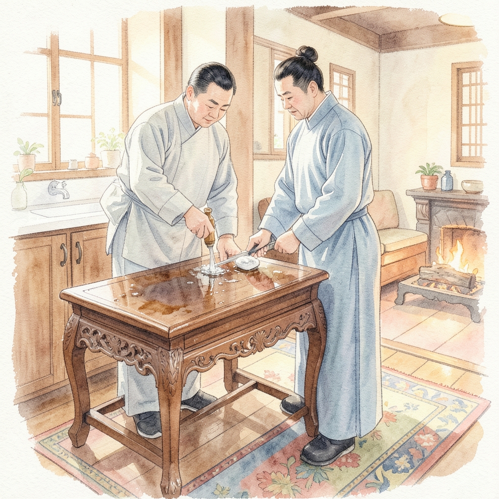 用木蜡油和软布抛光木头