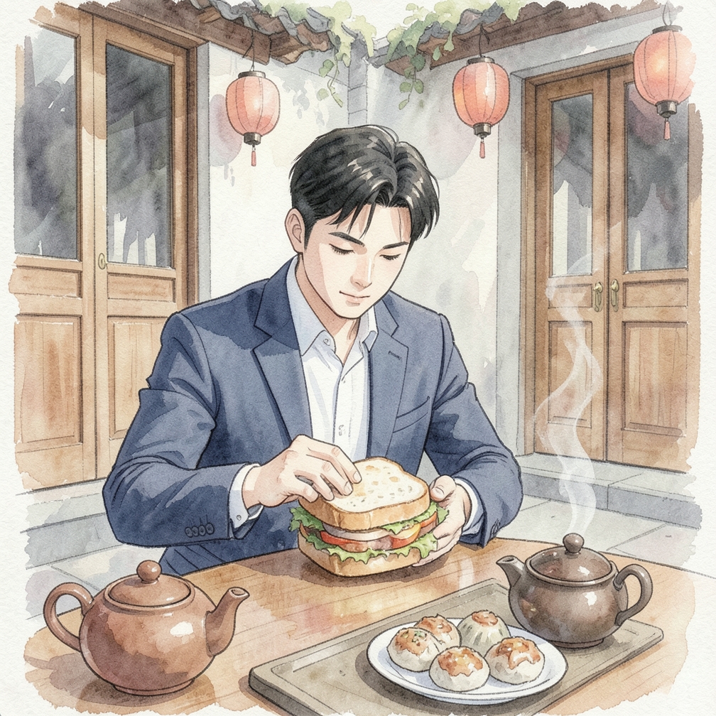將三明治的兩側向中間折疊