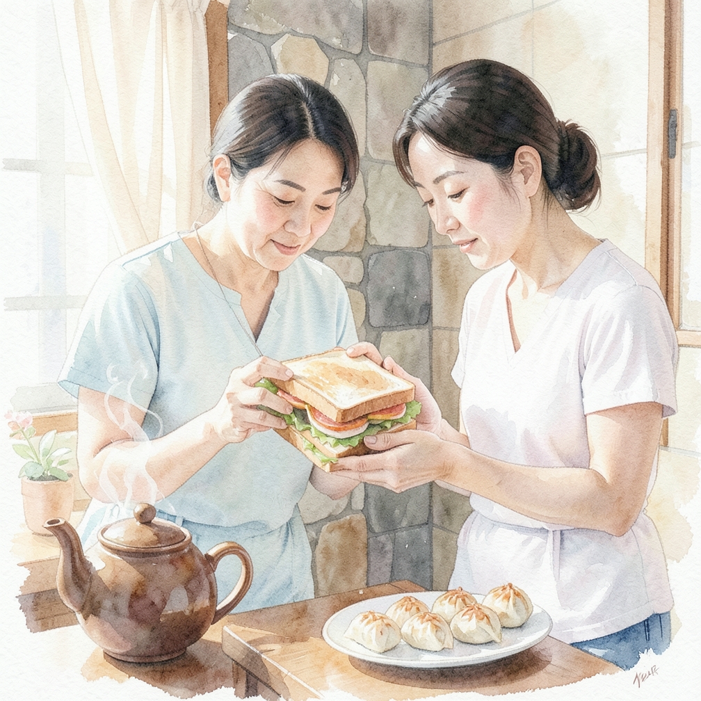 完成折疊並檢查三明治