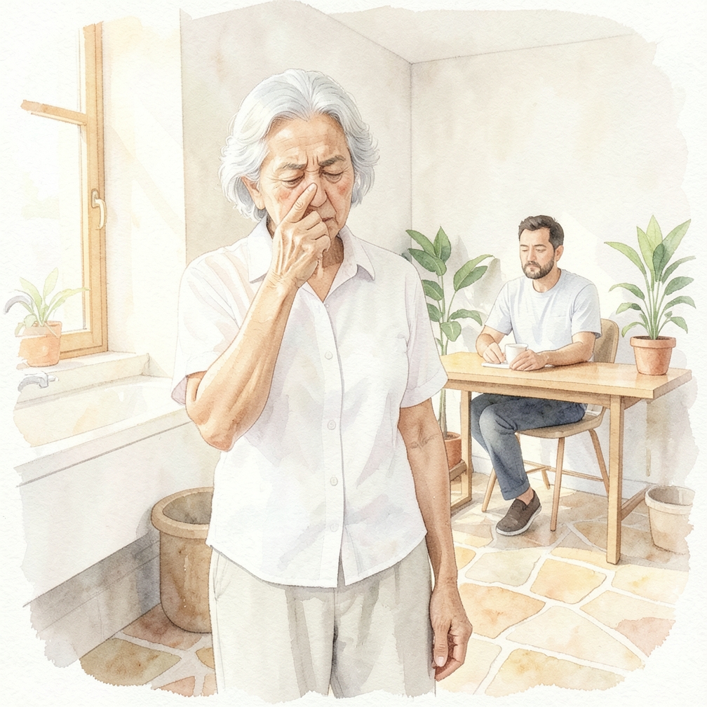 使用手指按摩鼻竇