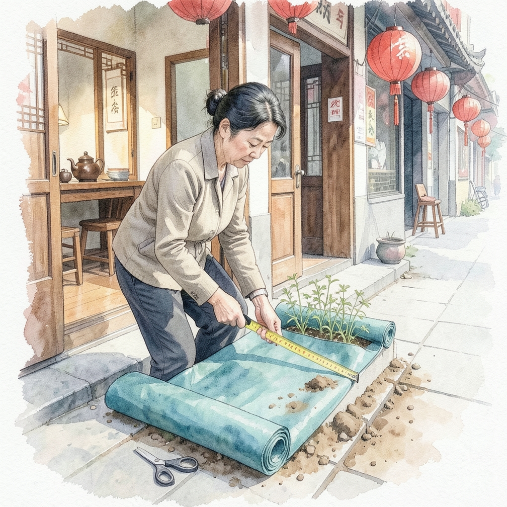如果混凝土有裂缝，请铺设地布