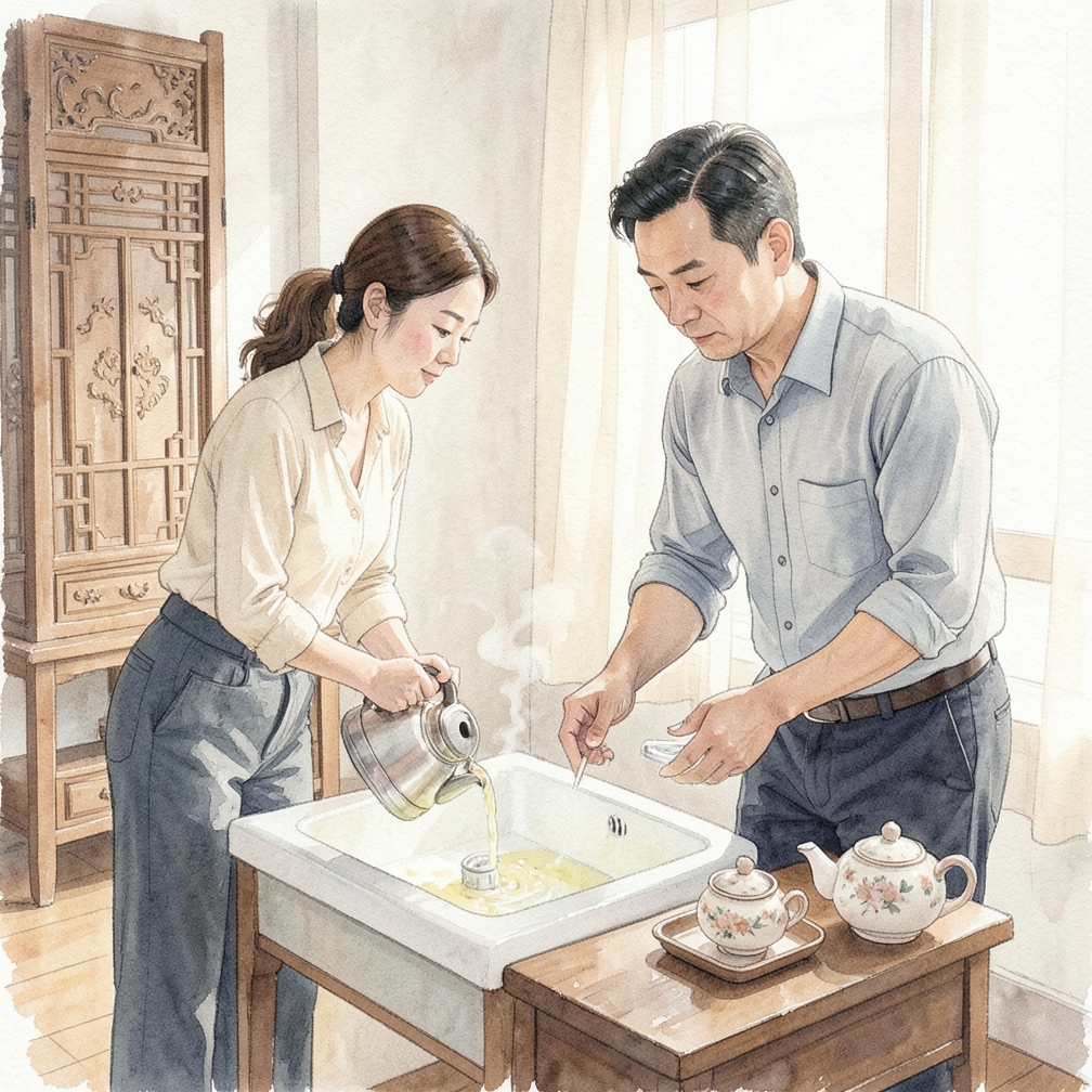 步骤4: 用热水冲洗
