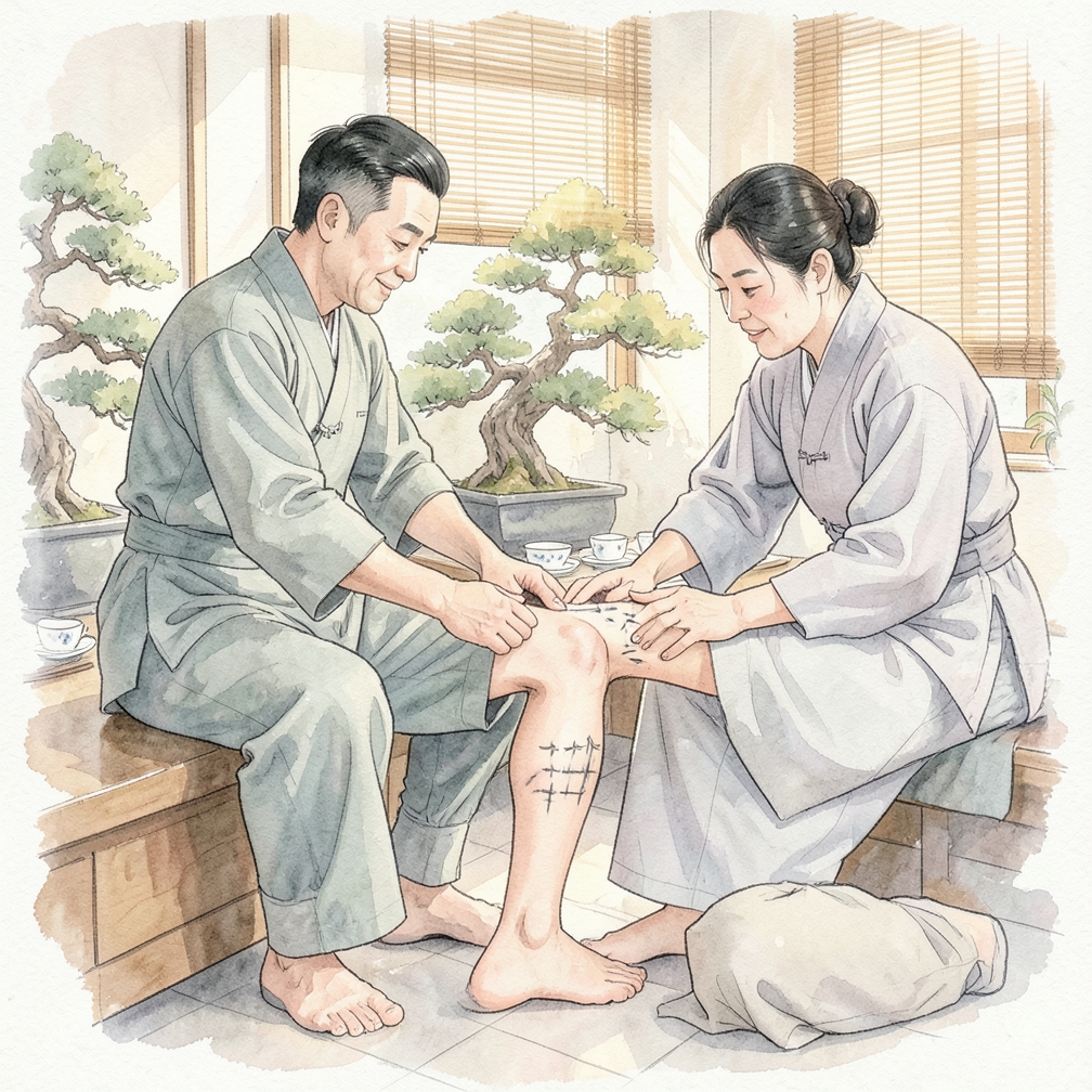 使用滑动和揉捏动作按摩小腿和腓肠肌区域
