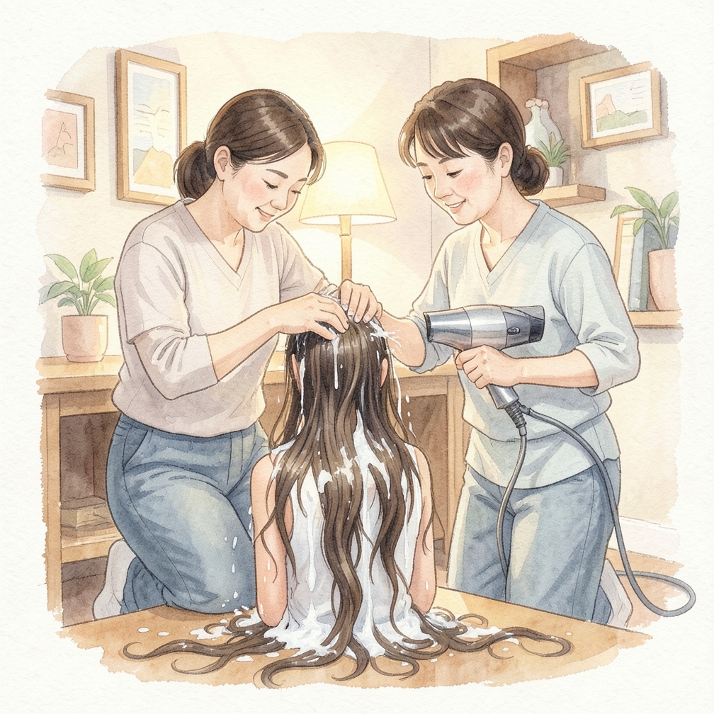 用冷水沖洗頭髮